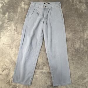 RSQ Men's Light Blue Chino Pants Cotton Baggy Pleated Button Zip Pockets 30